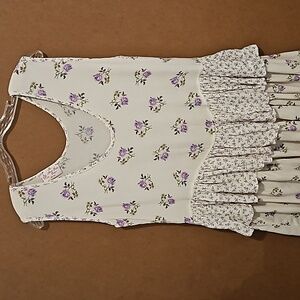 Anna Bella Designs purple floral sleeveless tiered top OS fits to sz.16 XL best